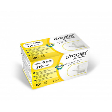 Droplet® 31G 5mm x 0.25mm pen needles - 100 pcs - Diabetyk24